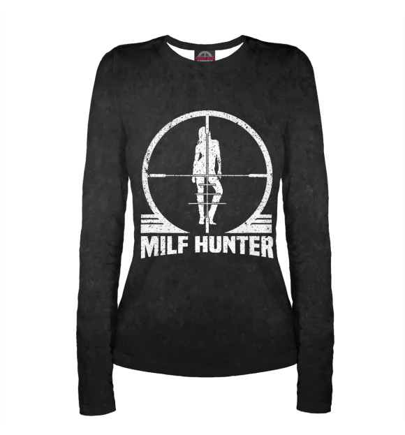 Женский лонгслив с изображением MILF Hunter цвета Белый