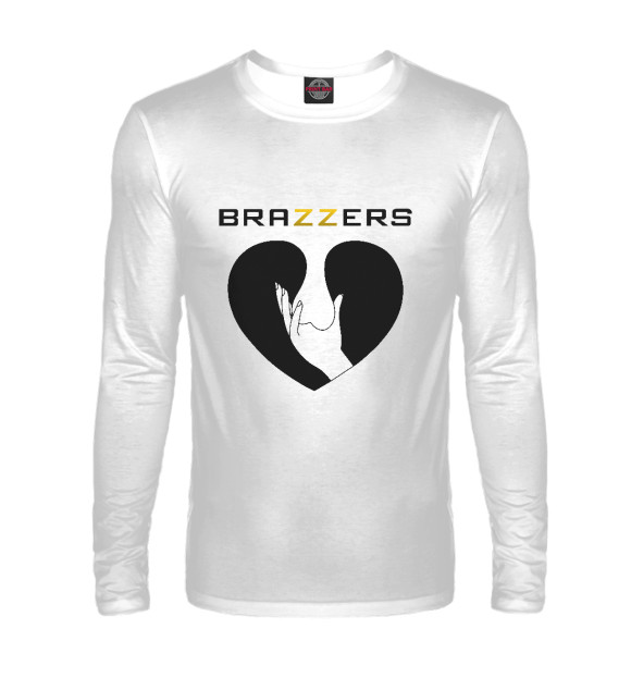 Мужской лонгслив с изображением Brazzers цвета Белый
