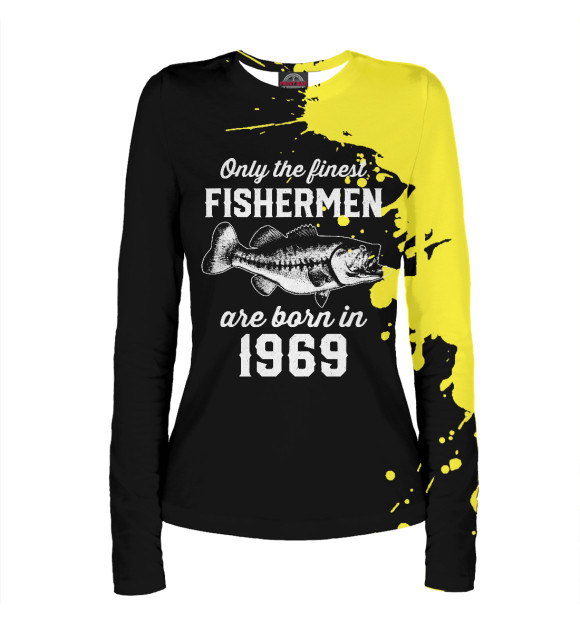 Женский лонгслив с изображением Fishermen 1969 цвета Белый