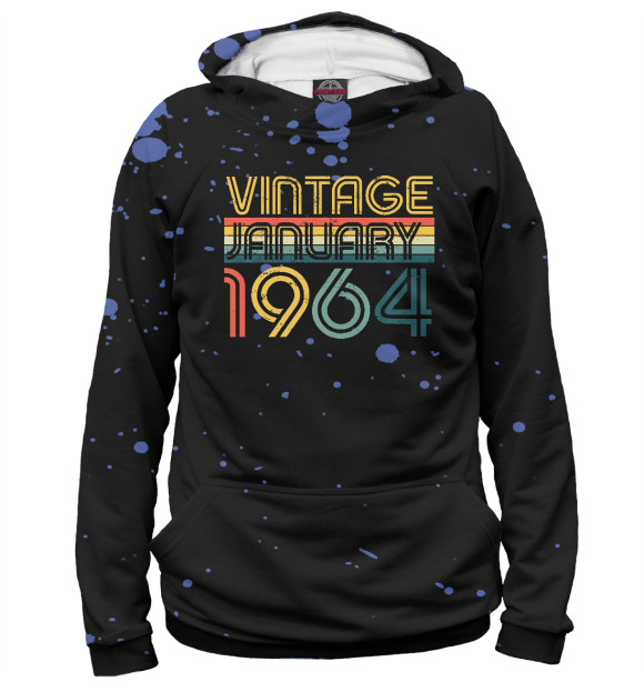 Женское худи с изображением Vintage January 1964 цвета Белый