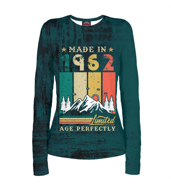 Женский лонгслив с изображением Made in 1962 цвета Белый