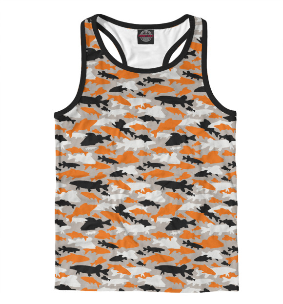 Мужская майка-борцовка с изображением Рыбалка цвета Белый