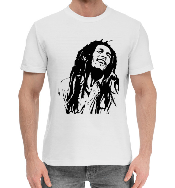 Мужская хлопковая футболка с изображением Боб Марли цвета Белый