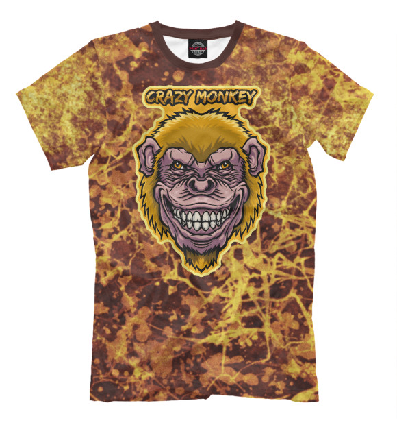 Футболка для мальчиков с притом Yellow crazy monkey цвета Белый Футболка для мальчиков с изображением Yellow crazy monkey цвета Белый