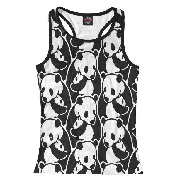 Женская майка-борцовка с изображением Панда цвета Белый