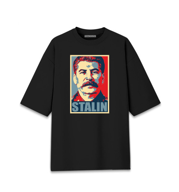 Мужская футболка оверсайз с притом Stalin цвета Черный Мужская футболка оверсайз с изображением Stalin цвета Черный