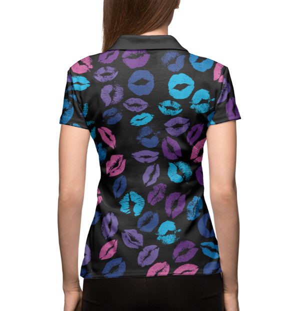 Женское поло с притом Неоновые поуелуи цвета Белый Женское поло с изображением Неоновые поуелуи цвета Белый