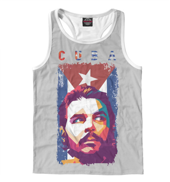 Мужская майка-борцовка с притом Куба цвета Белый Мужская майка-борцовка с изображением Куба цвета Белый