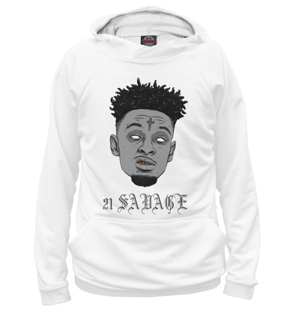 Женское худи с изображением 21 SAVAGE цвета Белый