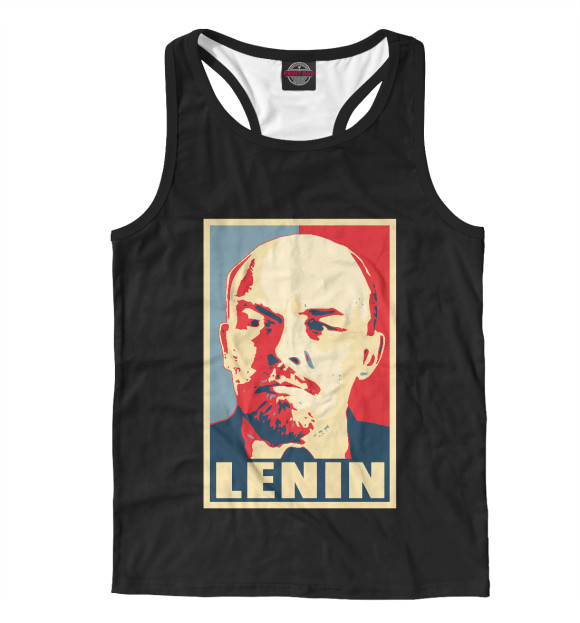 Мужская майка-борцовка с изображением Lenin цвета Белый