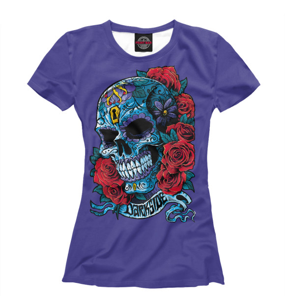 Футболка для девочек с изображением Skull&Rose цвета Белый