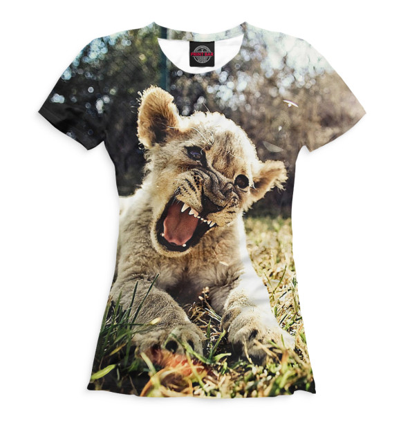 Женская футболка с изображением Львенок цвета Белый