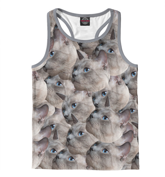 Мужская майка-борцовка с изображением Кошечка цвета Белый