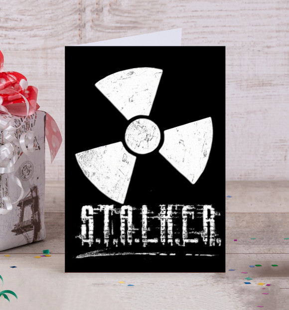 Открытка с изображением Сталкер цвета Белый