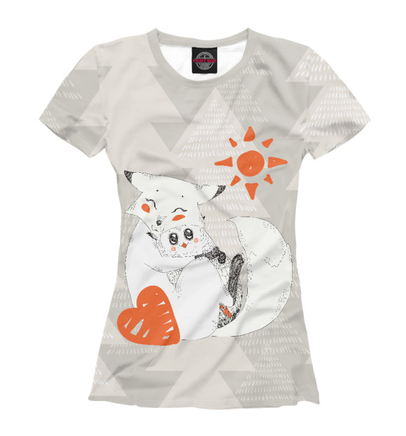 Женская футболка с изображением Cute Fox цвета Белый