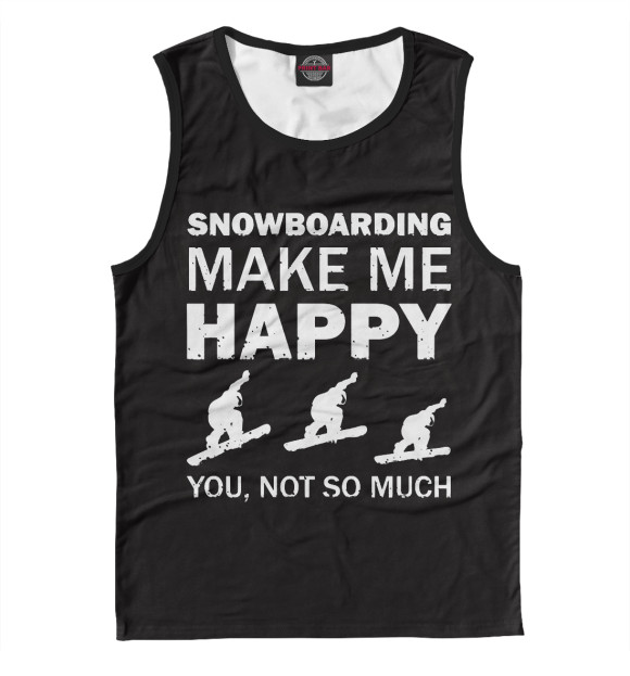 Майка для мальчика с изображением Snowboard make me happy цвета Белый