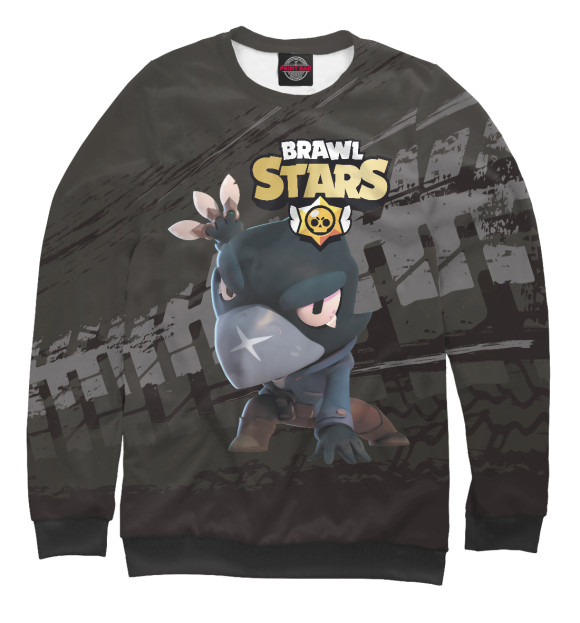 Свитшот для девочек с изображением Brawl Stars Crow (Ворон) цвета Белый