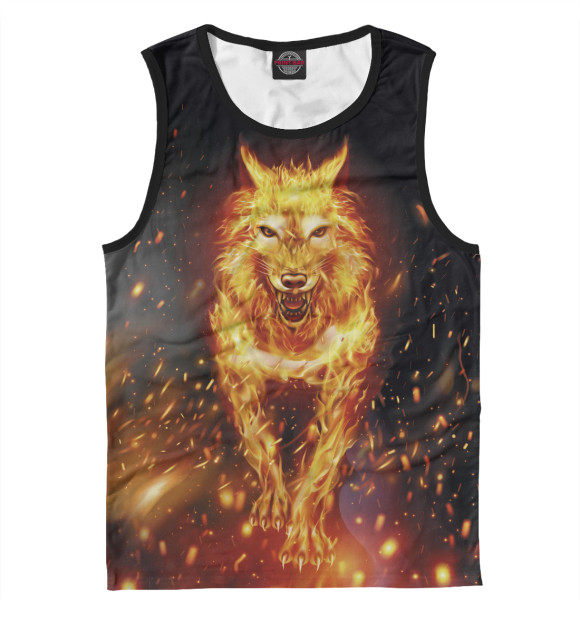 Майка для мальчика с притом Огненный волк цвета Белый Майка для мальчика с изображением Огненный волк цвета Белый