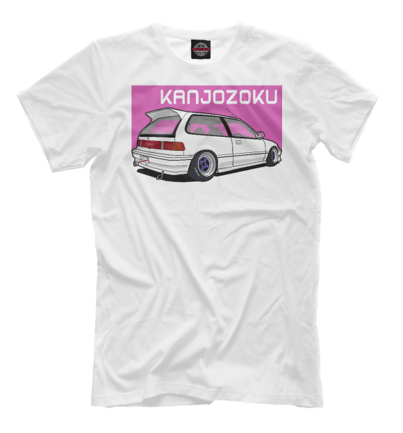 Мужская футболка с притом Honda civic ef 2 цвета Молочно-белый Мужская футболка с изображением Honda civic ef 2 цвета Молочно-белый