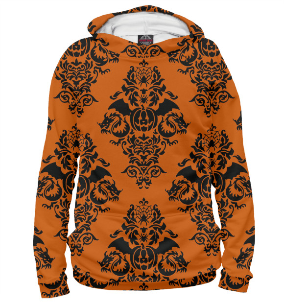 Мужское худи с изображением Hallowen Orange Texture цвета Белый