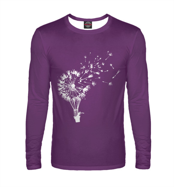 Мужской лонгслив с изображением Одуванчик воздушный шар цвета Белый