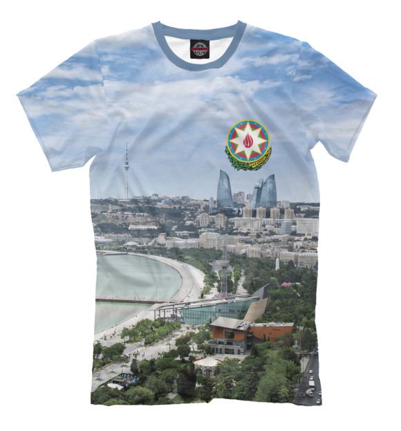 Мужская футболка с изображением Азербайджан - Баку цвета Молочно-белый