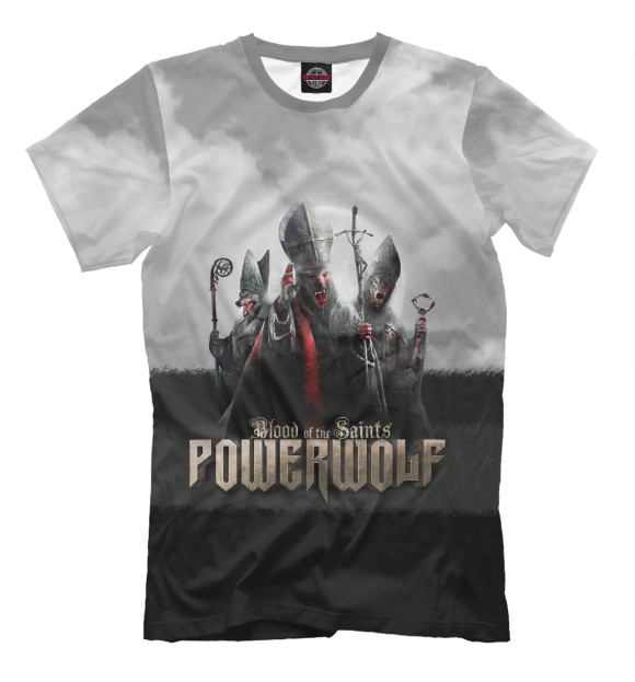 Мужская футболка с изображением Powerwolf - Blood Of The Saints цвета Молочно-белый