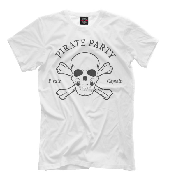 Мужская футболка с изображением Pirate Party цвета Молочно-белый