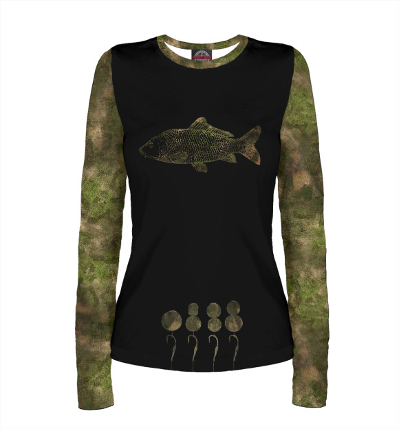 Женский лонгслив с изображением Carp Fishing цвета Белый