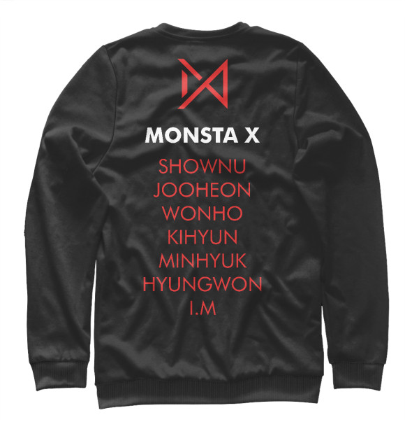 Мужской свитшот с изображением Monsta X цвета Белый