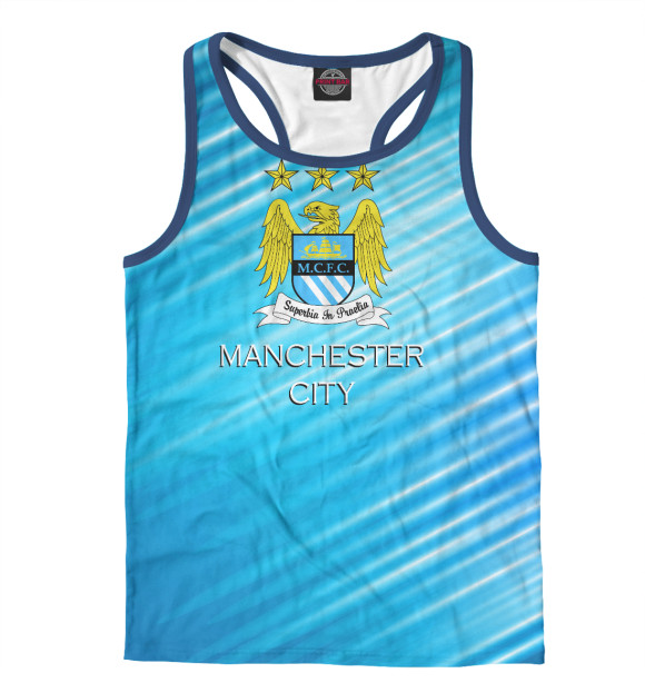 Мужская майка-борцовка с изображением Manchester City цвета Белый