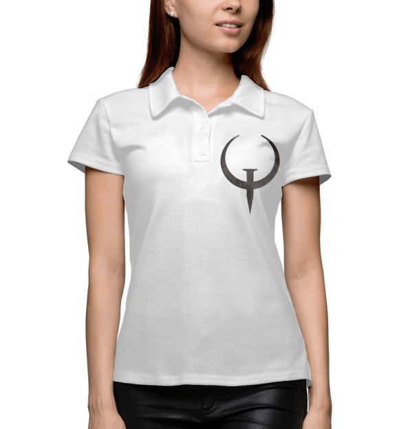 Женское поло с изображением Quake цвета Белый