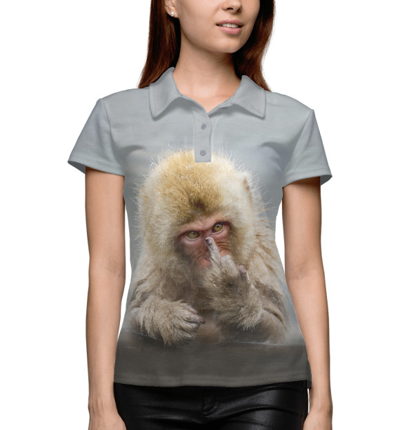 Женское поло с изображением Японская макака цвета Белый
