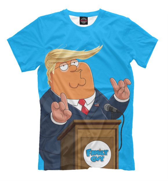 Мужская футболка с изображением Питер Гриффин Трамп цвета Грязно-голубой