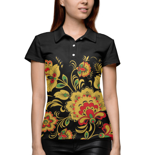 

Поло Print Bar, Белый, Хохлома