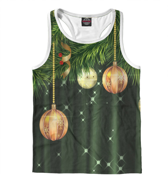 Мужская майка-борцовка с изображением Рождественский стиль цвета Белый