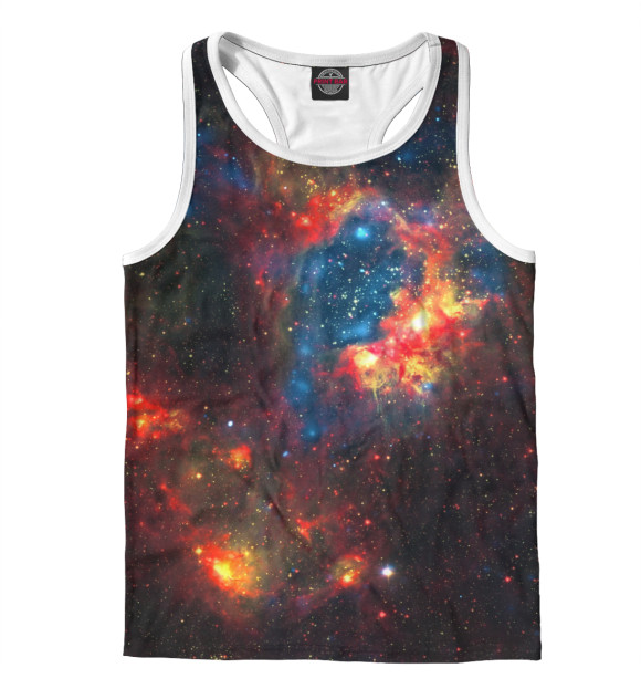 Мужская майка-борцовка с изображением Космос цвета Белый