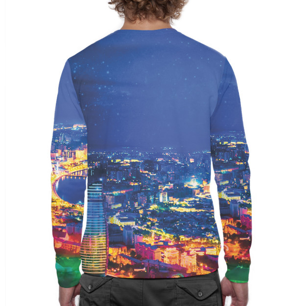 Мужской свитшот с притом Баку цвета Белый Мужской свитшот с изображением Баку цвета Белый