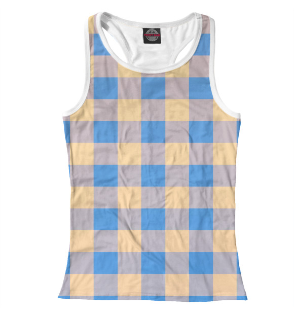 Женская майка-борцовка с притом Клетка цвета Белый Женская майка-борцовка с изображением Клетка цвета Белый