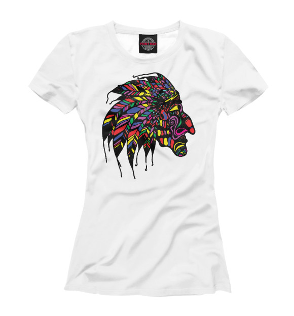 Футболка для девочек с изображением Индеец цвета Белый