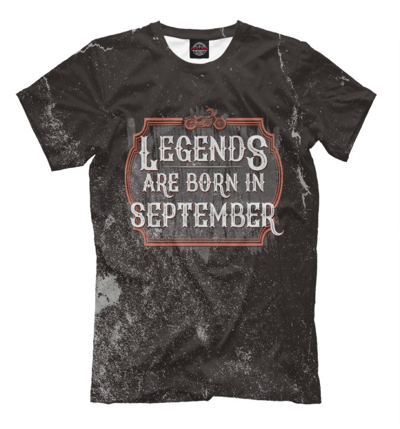 Мужская футболка с изображением Legends Are Born In September цвета Молочно-белый