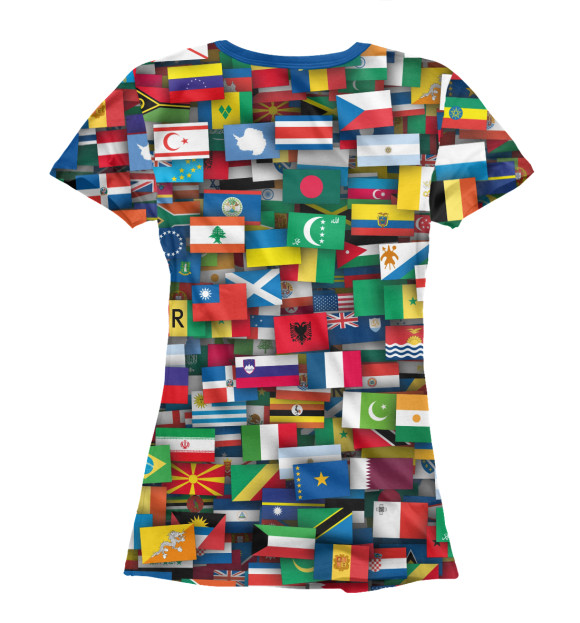 Женская футболка с изображением Флаги всех стран цвета Белый