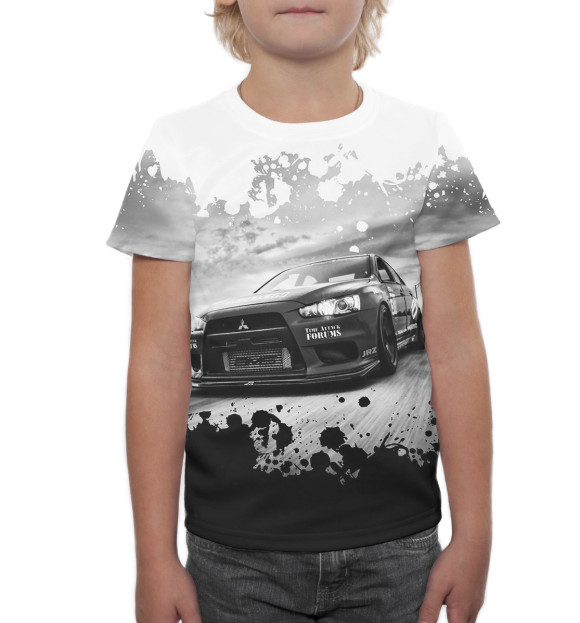 Футболка для мальчиков с изображением Mitsubishi цвета Белый