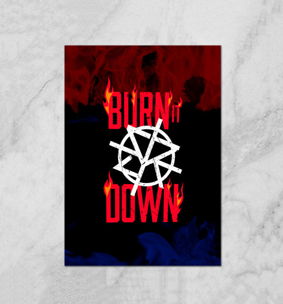 Плакат с изображением Сет Роллинс BURN IT DOWN цвета Белый