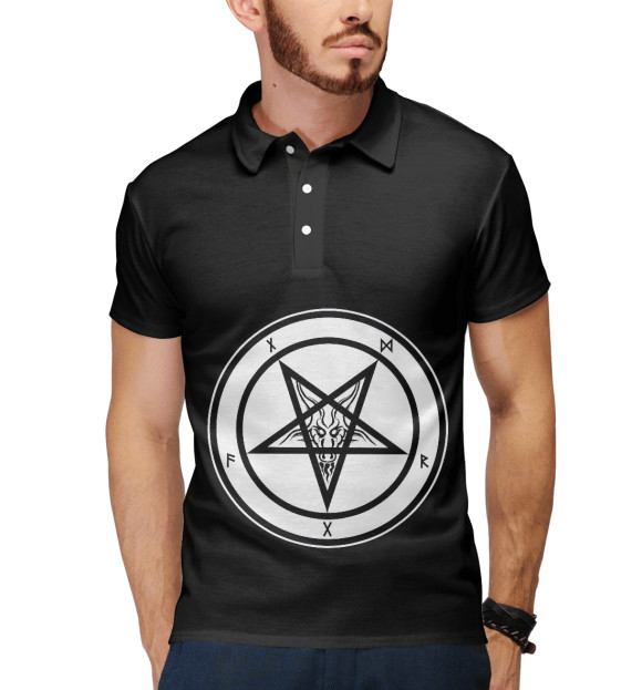 Мужское поло с изображением Pentagram цвета Белый
