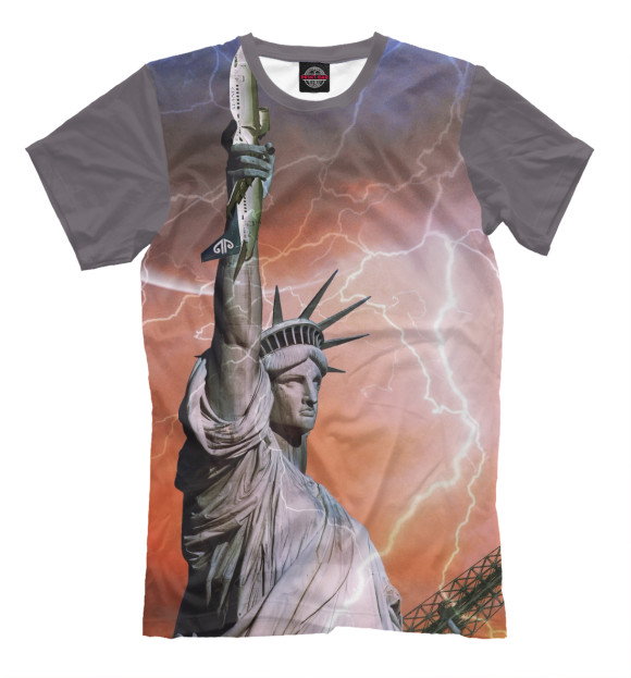 Мужская футболка с изображением Статуя Свободы цвета Серый