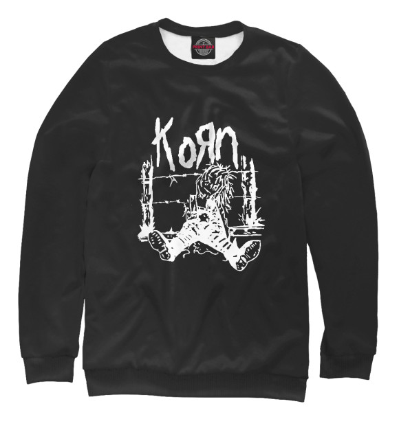 Свитшот для девочек с изображением Korn цвета Белый