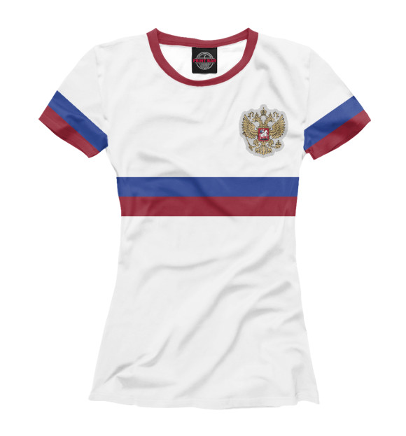 Футболка для девочек с изображением Сборная России гостевая цвета Белый