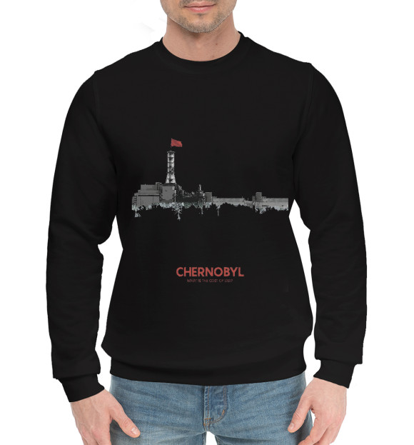 Мужской хлопковый свитшот с изображением СССР Чернобыль. Цена лжи цвета Черный