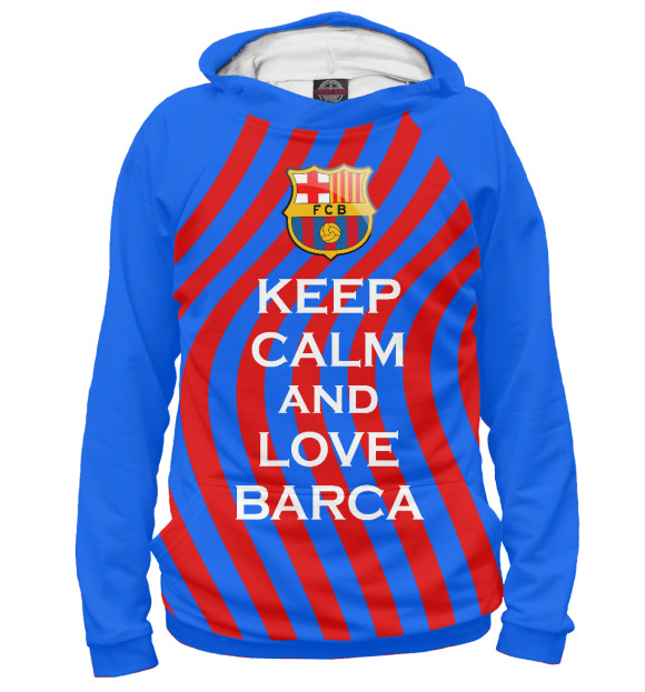 Женское худи с изображением Keep Calm and Love Barca цвета Белый